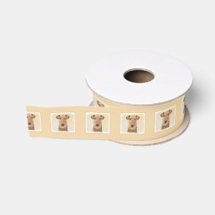 Airedale Terrier Painting - Cute Original Art Grosgrain Ribbon