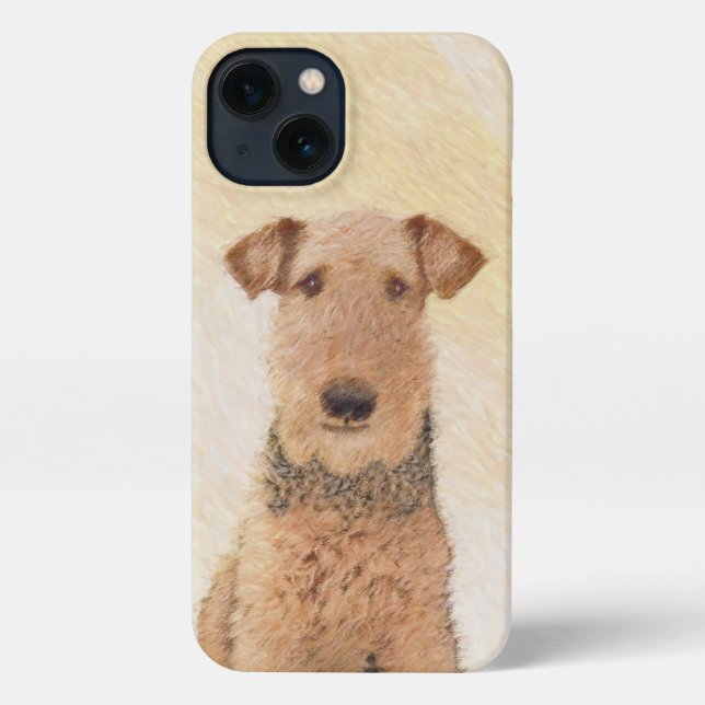 Airedale Terrier Painting - Cute Original Art iPhone Case (Back)