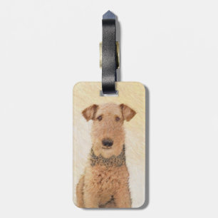 Airedale Terrier Painting - Cute Original Art Luggage Tag