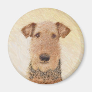 Airedale Terrier Painting - Cute Original Art Magnet