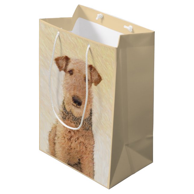 Airedale Terrier Painting - Cute Original Art Medium Gift Bag (Front Angled)