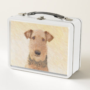 Airedale Terrier Painting - Cute Original Art Metal Lunch Box