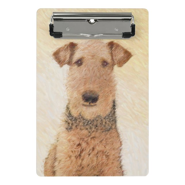 Airedale Terrier Painting - Cute Original Art Mini Clipboard (Front)