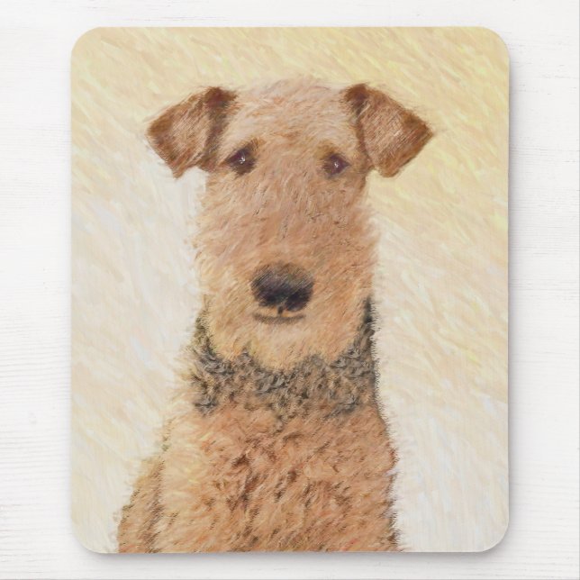 Airedale Terrier Painting - Cute Original Art Mouse Mat (Front)