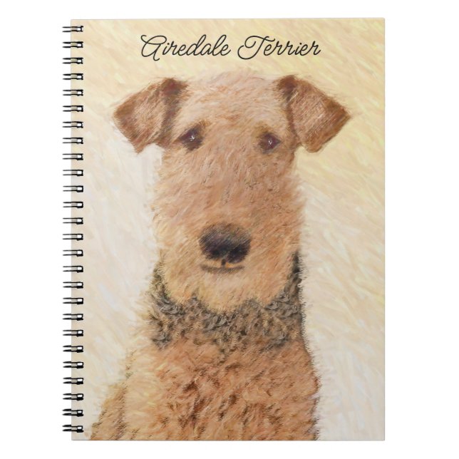 Airedale Terrier Painting - Cute Original Art Notebook (Front)