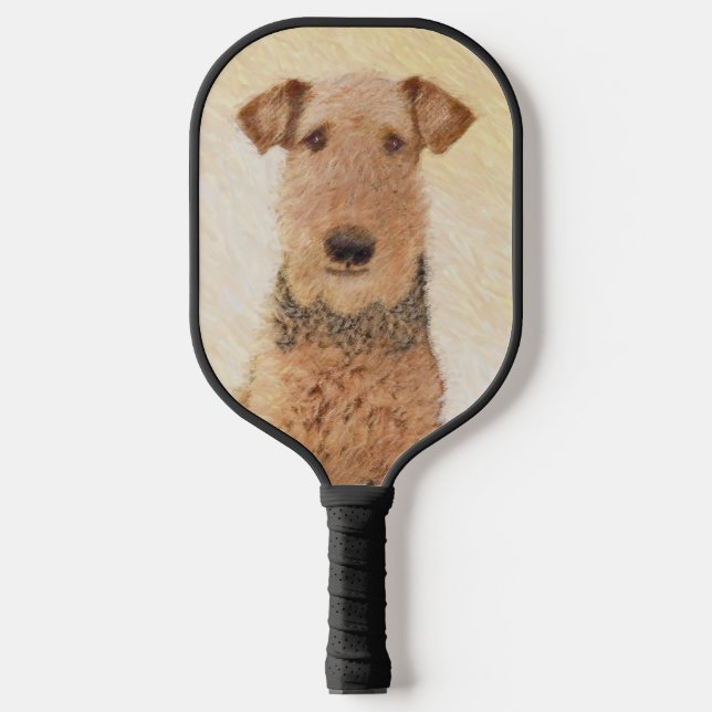 Airedale Terrier Painting - Cute Original Art Pickleball Paddle (Front)