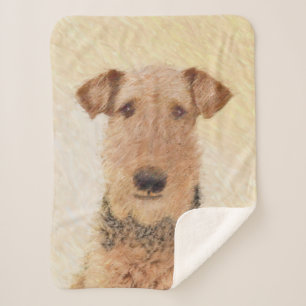 Airedale Terrier Painting - Cute Original Art Sherpa Blanket