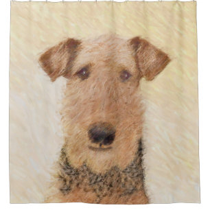 Airedale Terrier Painting - Cute Original Art Shower Curtain