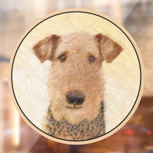 Airedale Terrier Painting - Cute Original Art Window Cling