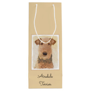 Airedale Terrier Painting - Cute Original Art Wine Gift Bag