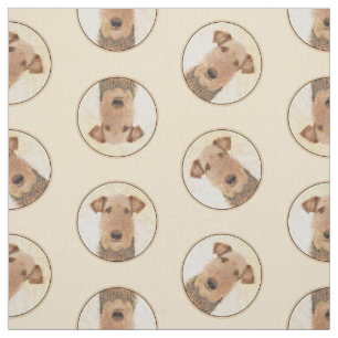 Airedale Terrier Painting Cute Original Dog Art Fabric