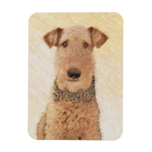 Airedale Terrier Painting - Cute Original Dog Art Magnet