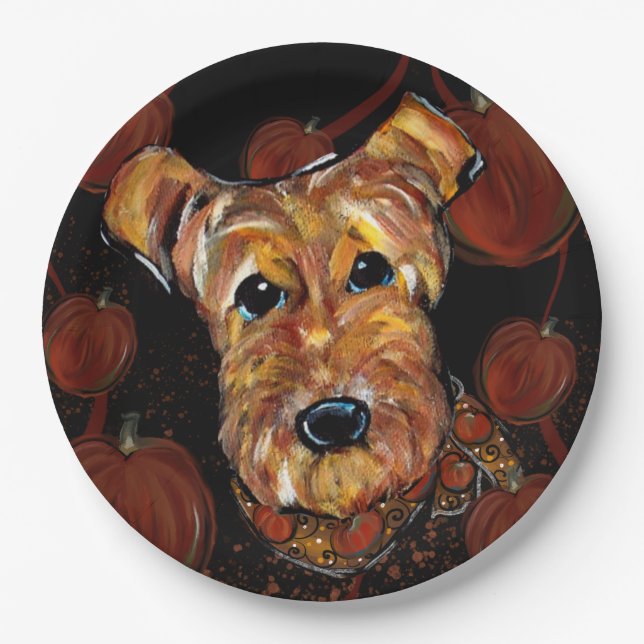  AIREDALE TERRIER        PAPER PLATE (Front)