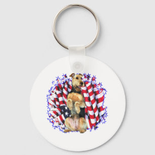 Airedale Terrier Patriot Key Ring