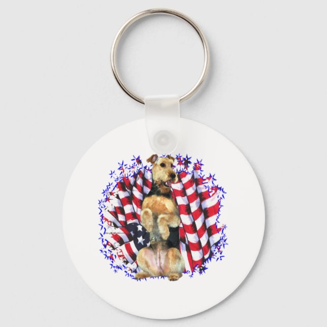 Airedale Terrier Patriot Key Ring (Front)
