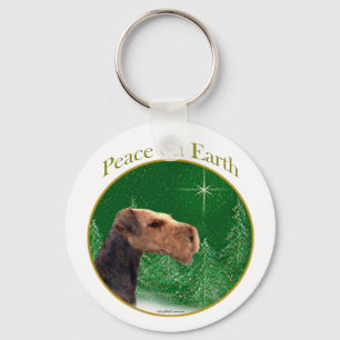 Airedale Terrier Peace Key Ring