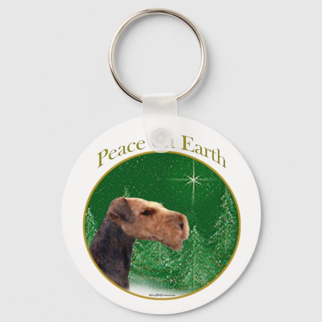 Airedale Terrier Peace Key Ring (Front)
