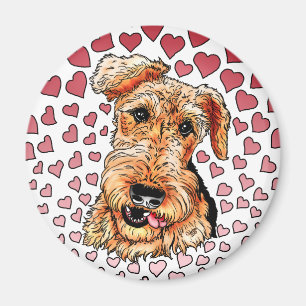 Airedale Terrier Pink Hearts Valentine's Day Magnet