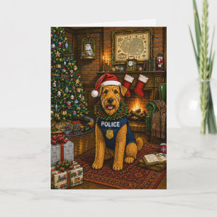 Airedale Terrier Police Holiday Card