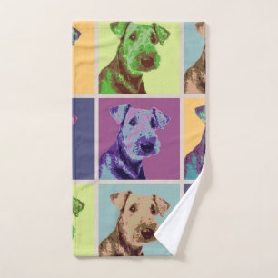 Airedale Terrier Pop Art Grid Bath Towel Set
