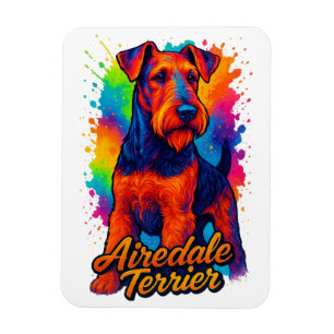 Airedale Terrier Pop Art Illustration Colourful Magnet