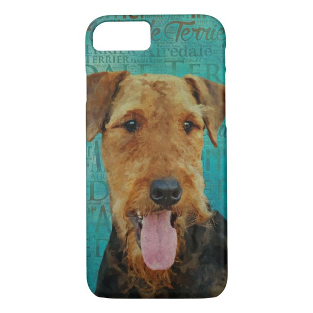 Airedale Terrier Portrait on Word Art Case-Mate iPhone Case (Back)