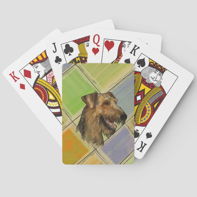 Airedale Terrier Portrait Playing Cards (Back)