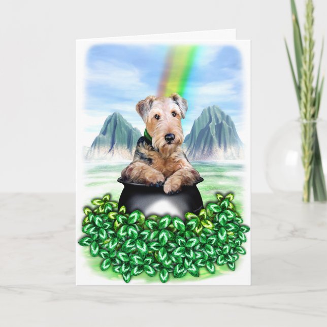 Airedale Terrier Pot of Gold Card (Front)