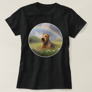 Airedale Terrier Rainbow Bridge Cute Puppy Dog T-Shirt