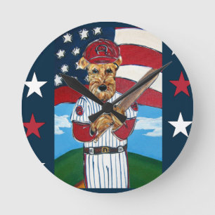 AIREDALE TERRIER ROUND CLOCK