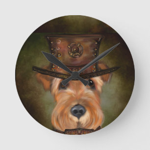AIREDALE TERRIER ROUND CLOCK