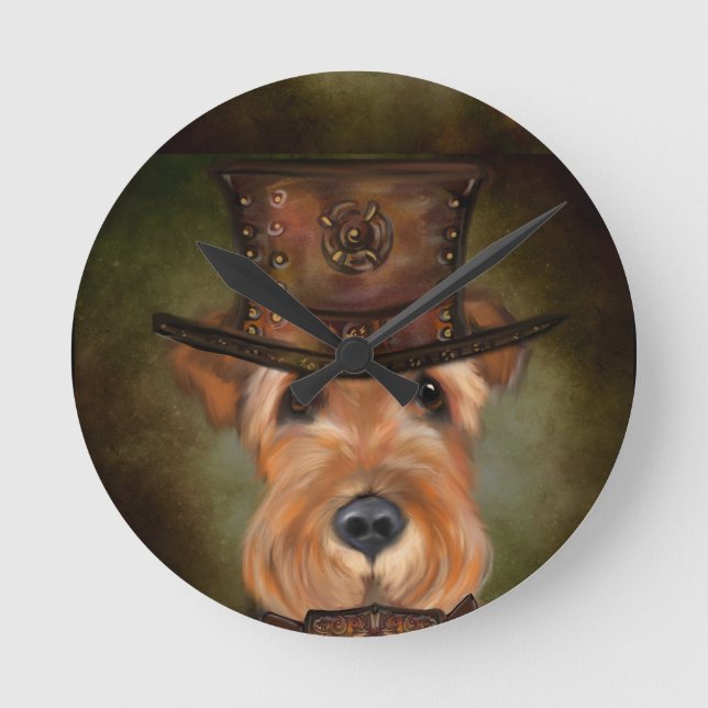 AIREDALE TERRIER  ROUND CLOCK (Front)