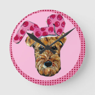 AIREDALE TERRIER ROUND CLOCK