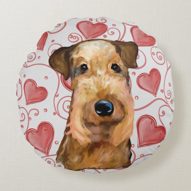 Airedale Terrier      Round Cushion (Front)