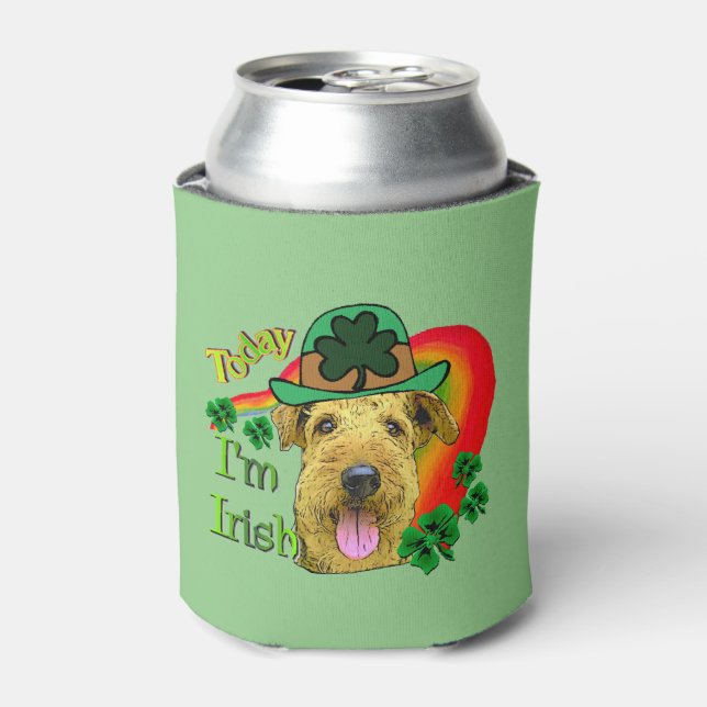 Airedale Terrier Saint Patricks Day Can Cooler (Can Front)
