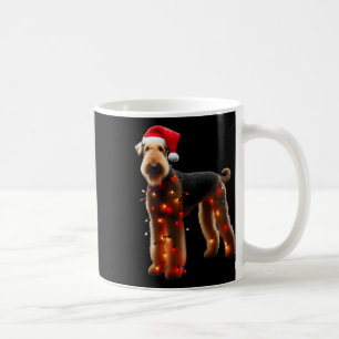 Airedale Terrier Santa Hat Christmas Lights Dog Ow Coffee Mug
