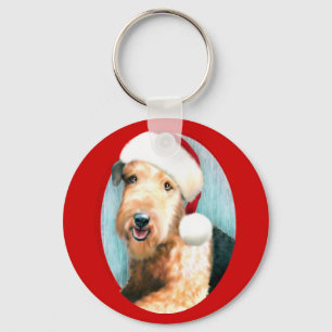 Airedale Terrier Santa Key Ring