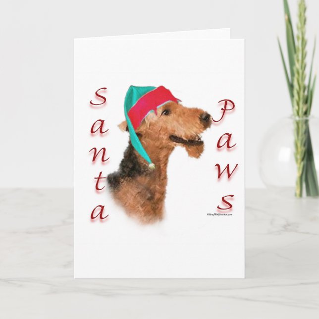 Airedale Terrier Santa Paws Holiday Card (Front)
