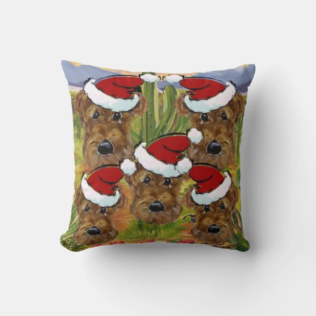 Airedale Terrier Santas Cushion (Front)
