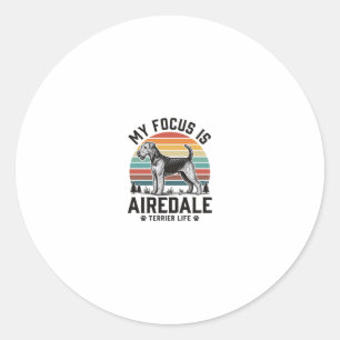 Airedale Terrier Shirt Vintage Dog Lover Graphic_1 Classic Round Sticker