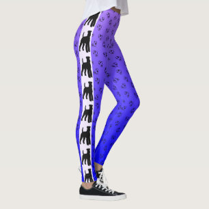 Airedale Terrier Silhouette Blue Purple Ombre Leggings