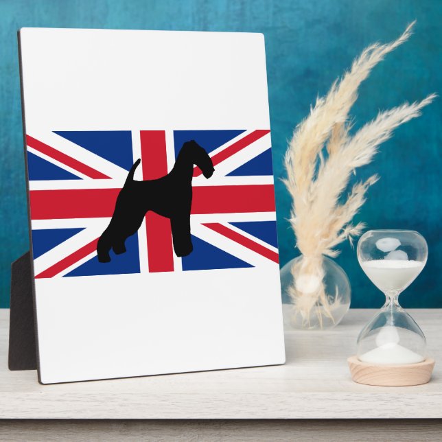 airedale terrier silhouette flag plaque (Side)