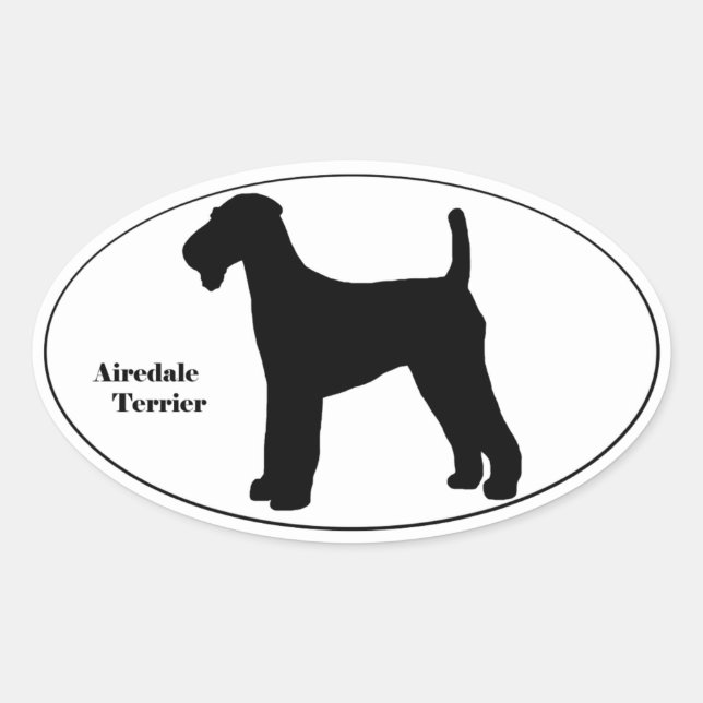 Airedale Terrier SIlhouette Oval Sticker (Front)