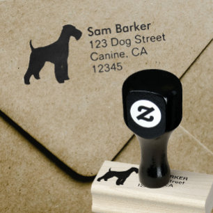 Airedale Terrier Silhouette Return Address Rubber Stamp