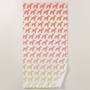 Airedale Terrier Silhouettes Pattern Beach Towel