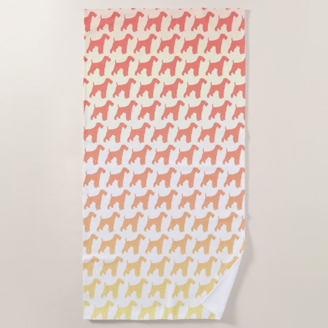 Airedale Terrier Silhouettes Pattern Beach Towel (Front)