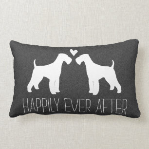 Airedale Terrier Silhouettes with Heart and Text Lumbar Cushion