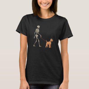 Airedale Terrier Skeleton Dog Walking Halloween Do T-Shirt
