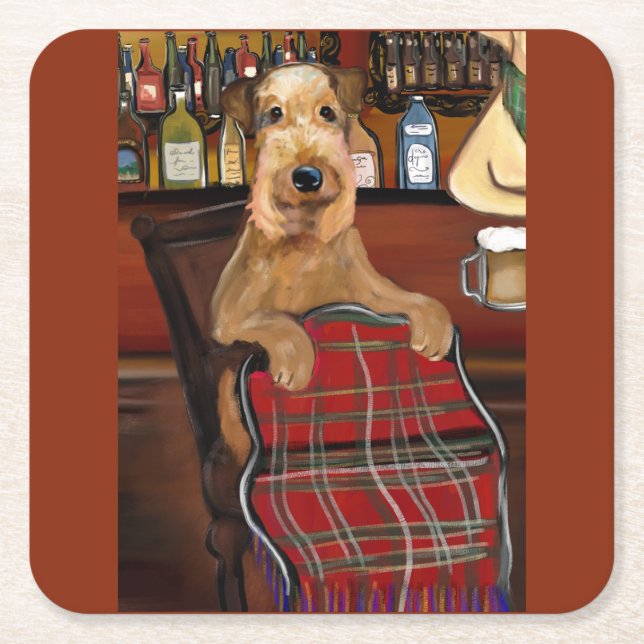Airedale Terrier     Square Paper Coaster (Front)