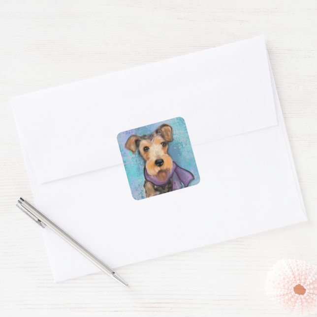 Airedale Terrier Square Sticker (Envelope)